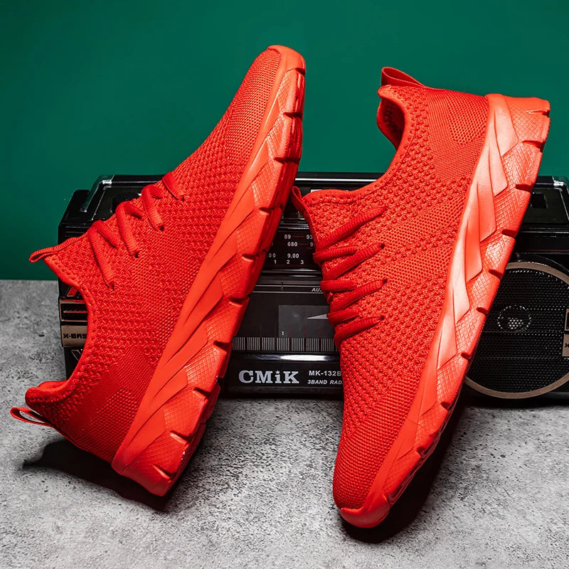 Men's Breathable Knit Lace-Up Sneakers