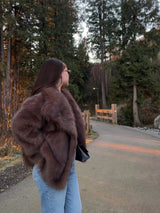 Gradient Faux Fox Fur Overcoat