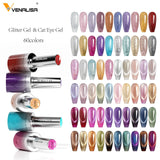 5pcs*10ml/kit VENALISA HEMA FREE TPO FREE Glitter Red Cat Eye Gel Nail Polish Ultra Diamond Gel UV LED Soak Off Nail Manicure