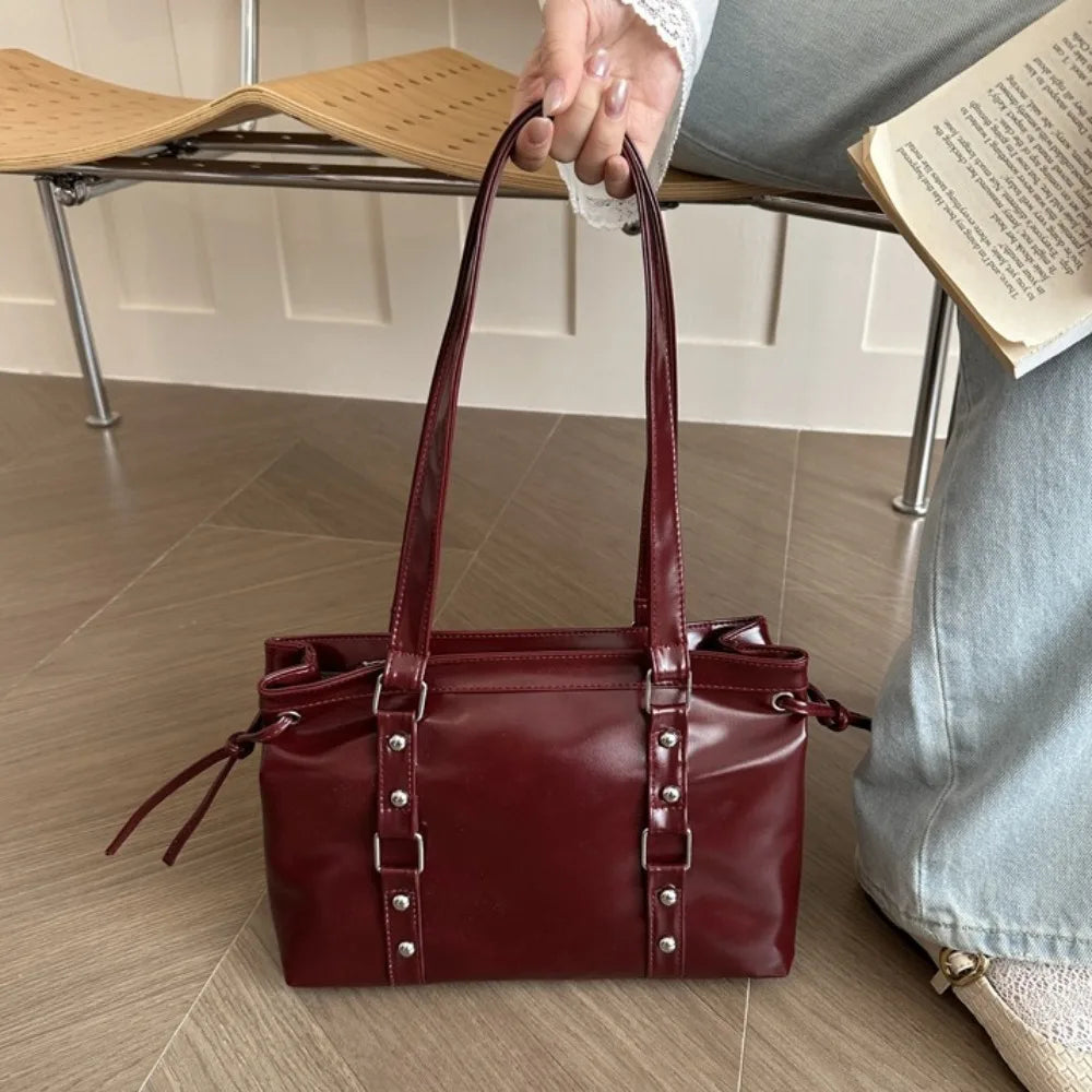 Women's Retro PU Leather Shoulder Tote Bag