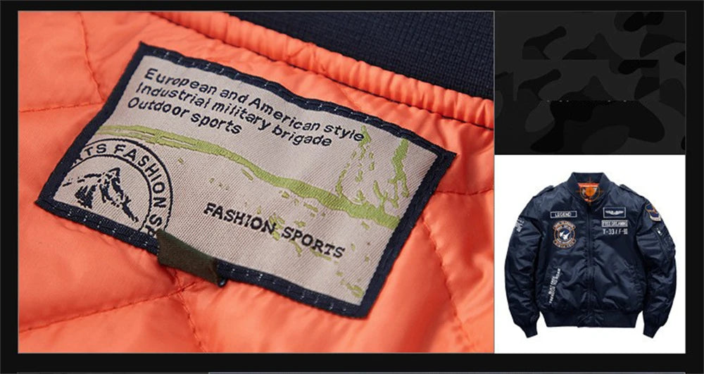 Men's MA-1 Flight Bomber Jacket | Classic Military Cargo Style Coat