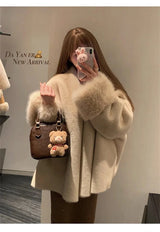 Women’s Mink Fur Coat with Collar and Pockets