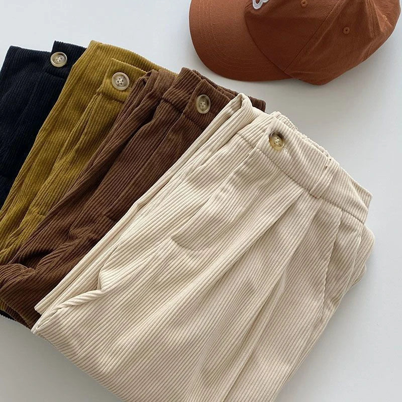 Women's High-Waist Corduroy Wide-Leg Pants