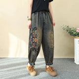 Women's Retro Embroidered High-Waist Jeans