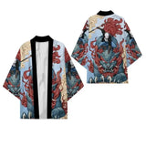 Men's Dragon Print Kimono Cardigan — Oversized Haori Yukata Shirt