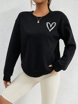 Heart Pattern Fleece Crewneck