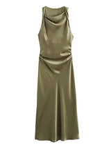Elegant Satin Summer Slip Dress | Chic Evening Midi for Women
