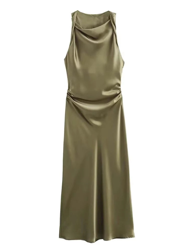 Elegant Satin Summer Slip Dress | Chic Evening Midi for Women