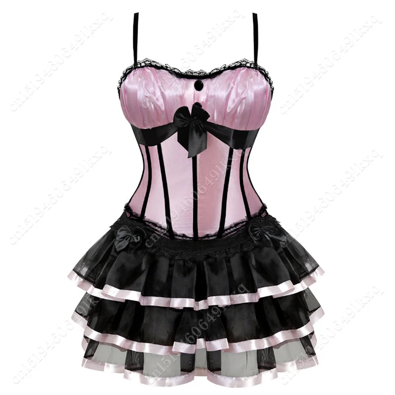 Women's Corset Dress with Straps & Lace | Plus Size Bustier Set