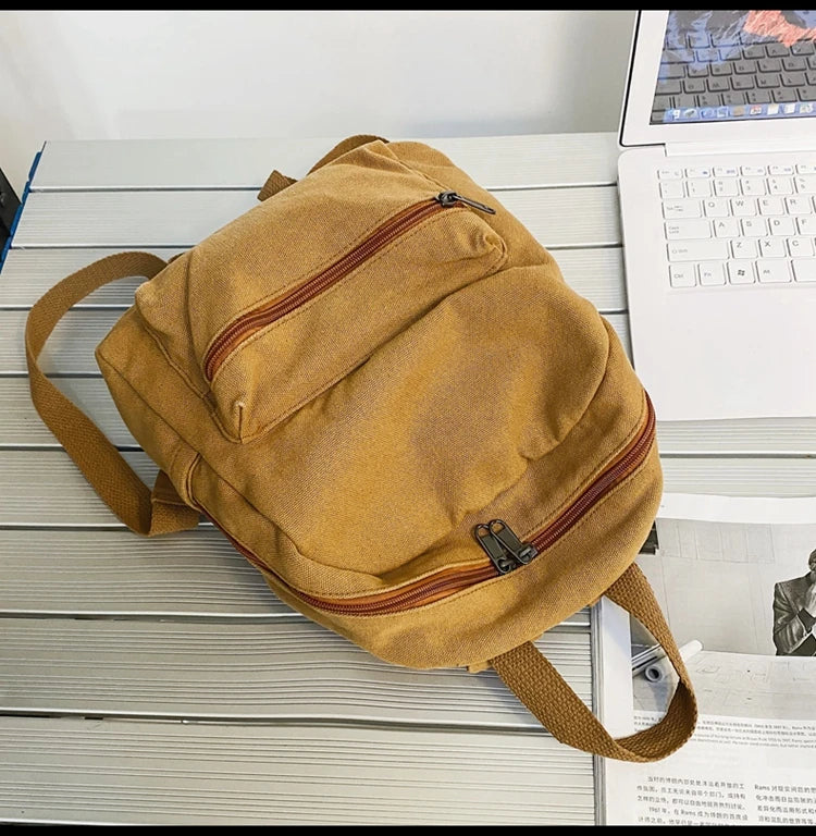 Mini Canvas Backpack – Vintage Unisex Rucksack