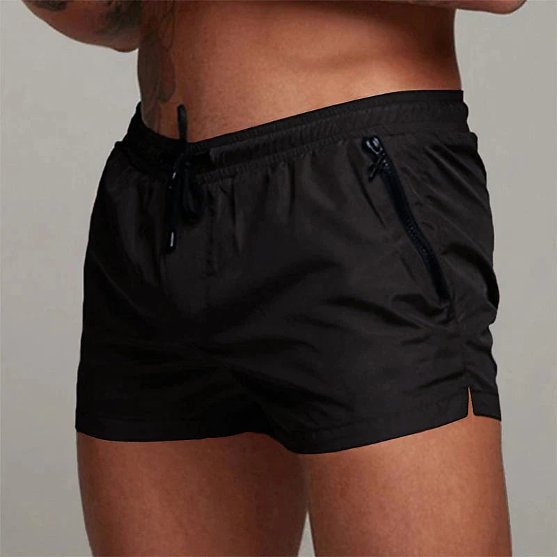 Men's Quick-Dry Athletic Gym Shorts with Zipper Pockets