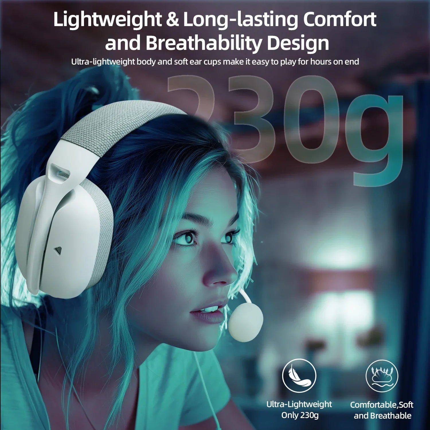 ATTACK SHARK L80PRO Wireless Gaming Headset Tri-Mode 2.4G Bluetooth Wired Ultra-Light Low Latency Noise Cancelling with Mic