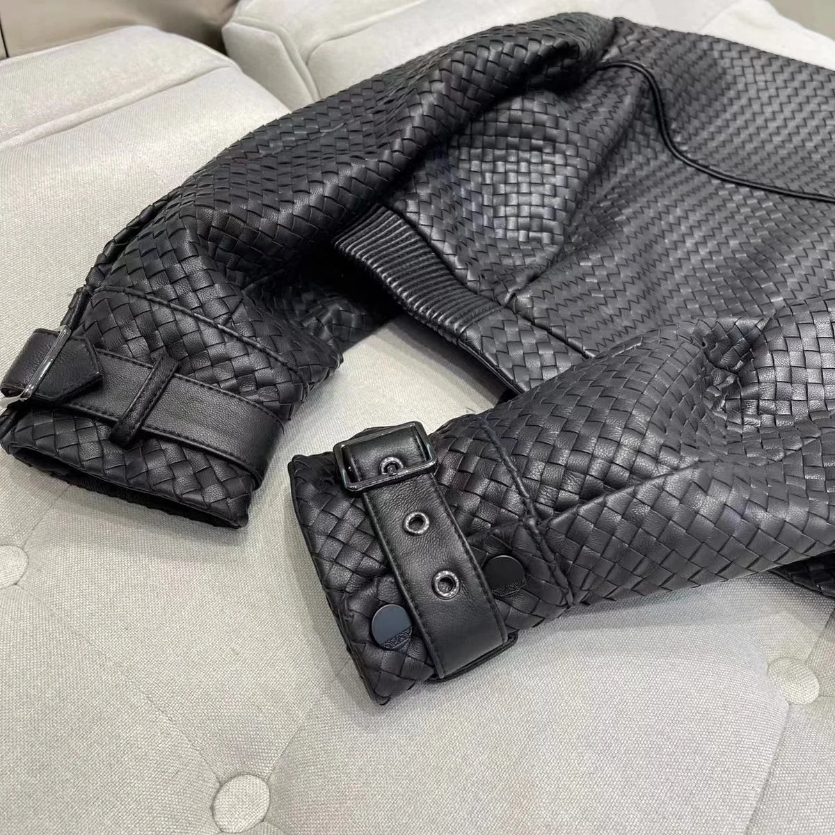 Natural Sheepskin Coat Women Autumn European and American Fashion Short Motorcycle Casual High Quality Hand-Woven Leather Jacket