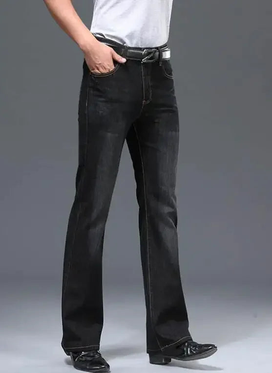 Men's Flared Jeans with Mid-Rise Waist