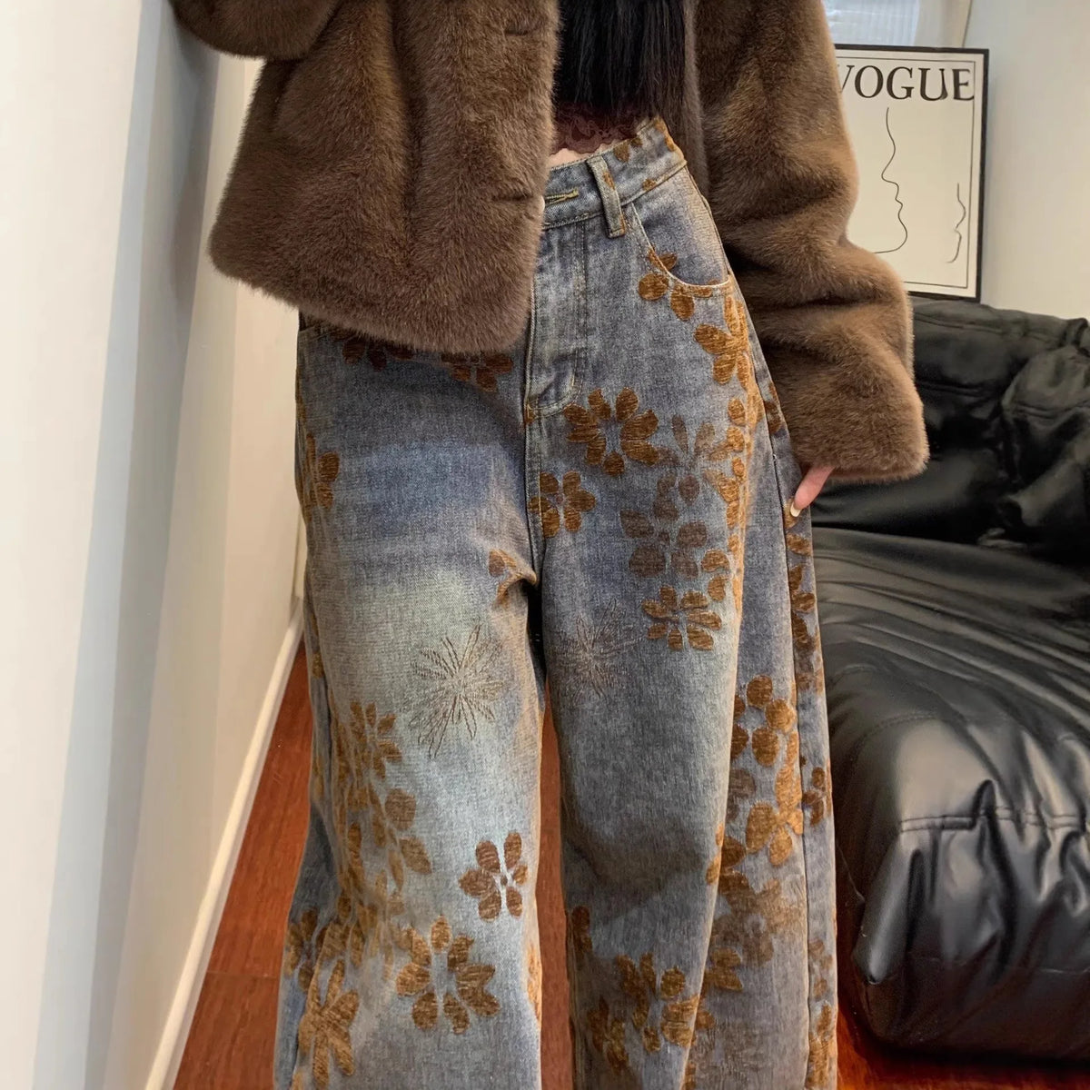 Women's High-Waist Wide-Leg Vintage Jeans