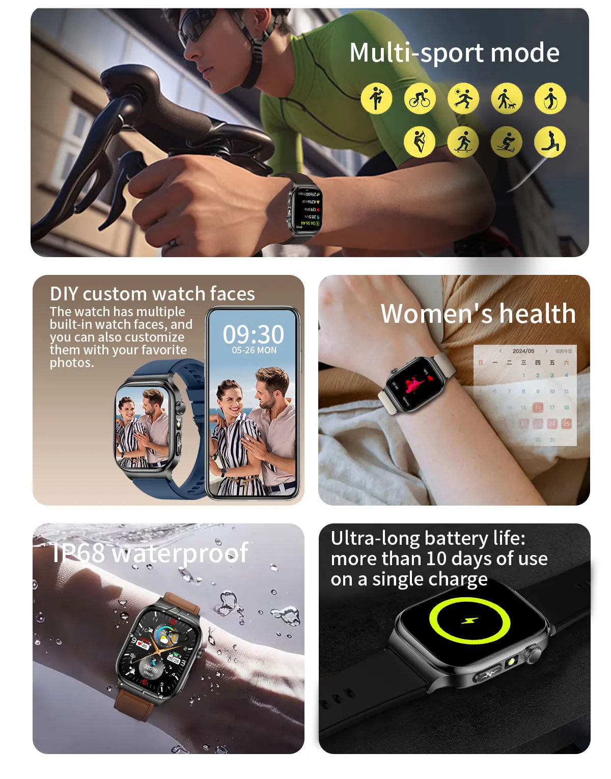 2026 New Accurate Diagnosis Smart Watch Body Fat ECG Blood oxygen BP Health Sport HD AMOLED Screen Call Smart Watches man woman