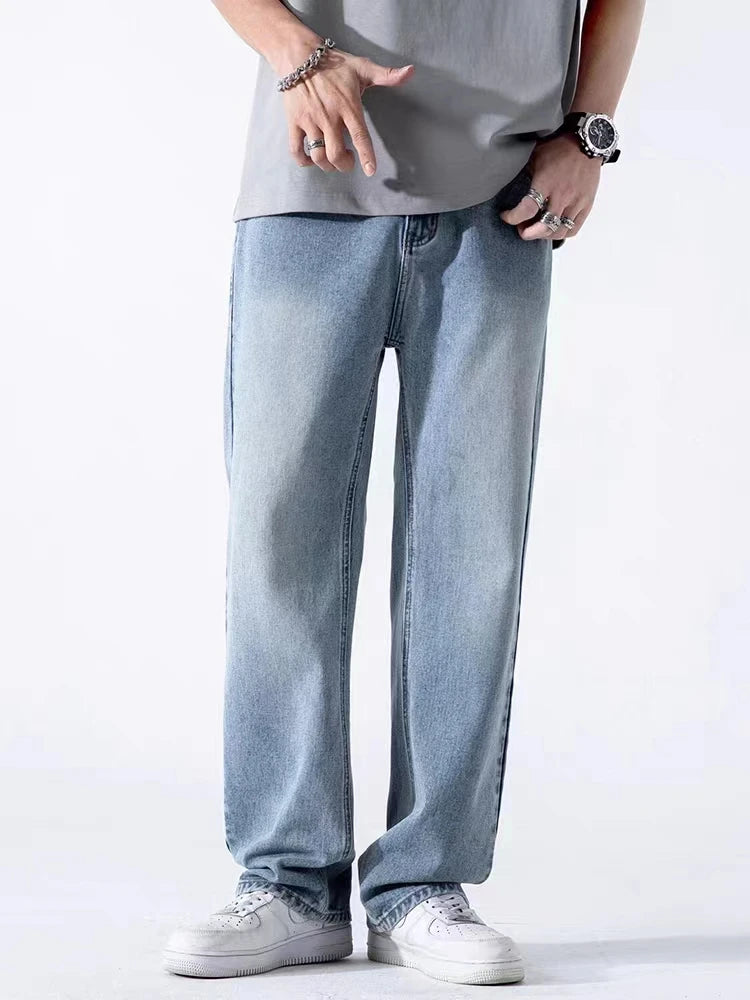 Men's Loose Straight-Leg Cotton Blend Jeans