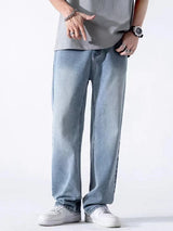 Men's Loose Straight-Leg Cotton Blend Jeans