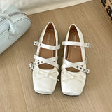 Butterfly Knot Ballet Flats – Elegant Square Toe Women's Flat Shoes