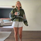 Women's Plaid Fleece Half-Zip Sweatshirt