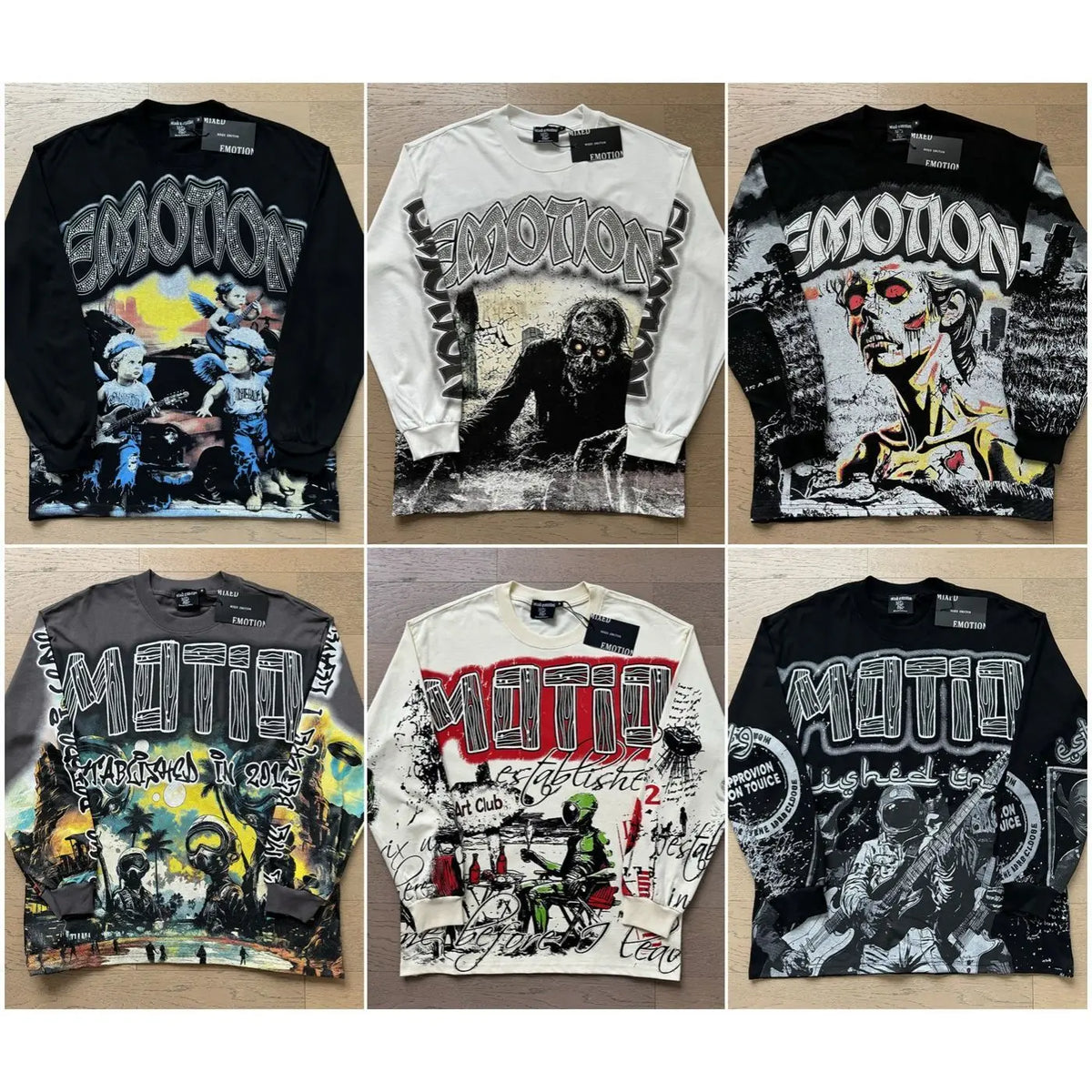 Mixed Emotion Oversized Cotton Long Sleeve T-Shirt