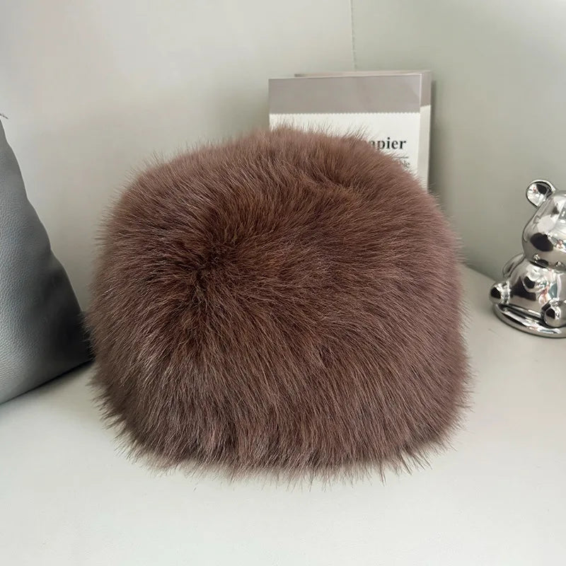 Soft Faux Fur Bucket Hat Warm Thickened Russian cap warm hat for women Personality mongolian hat Fishermen Hat шапка женс