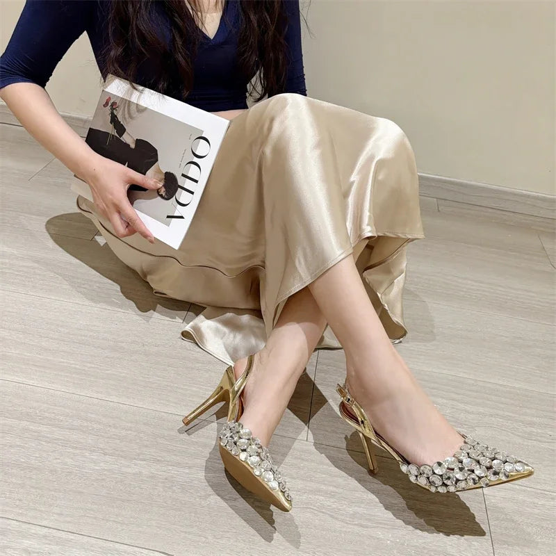 Women's Rhinestone Stiletto Pumps — High Heel Wedding & Party Sandals
