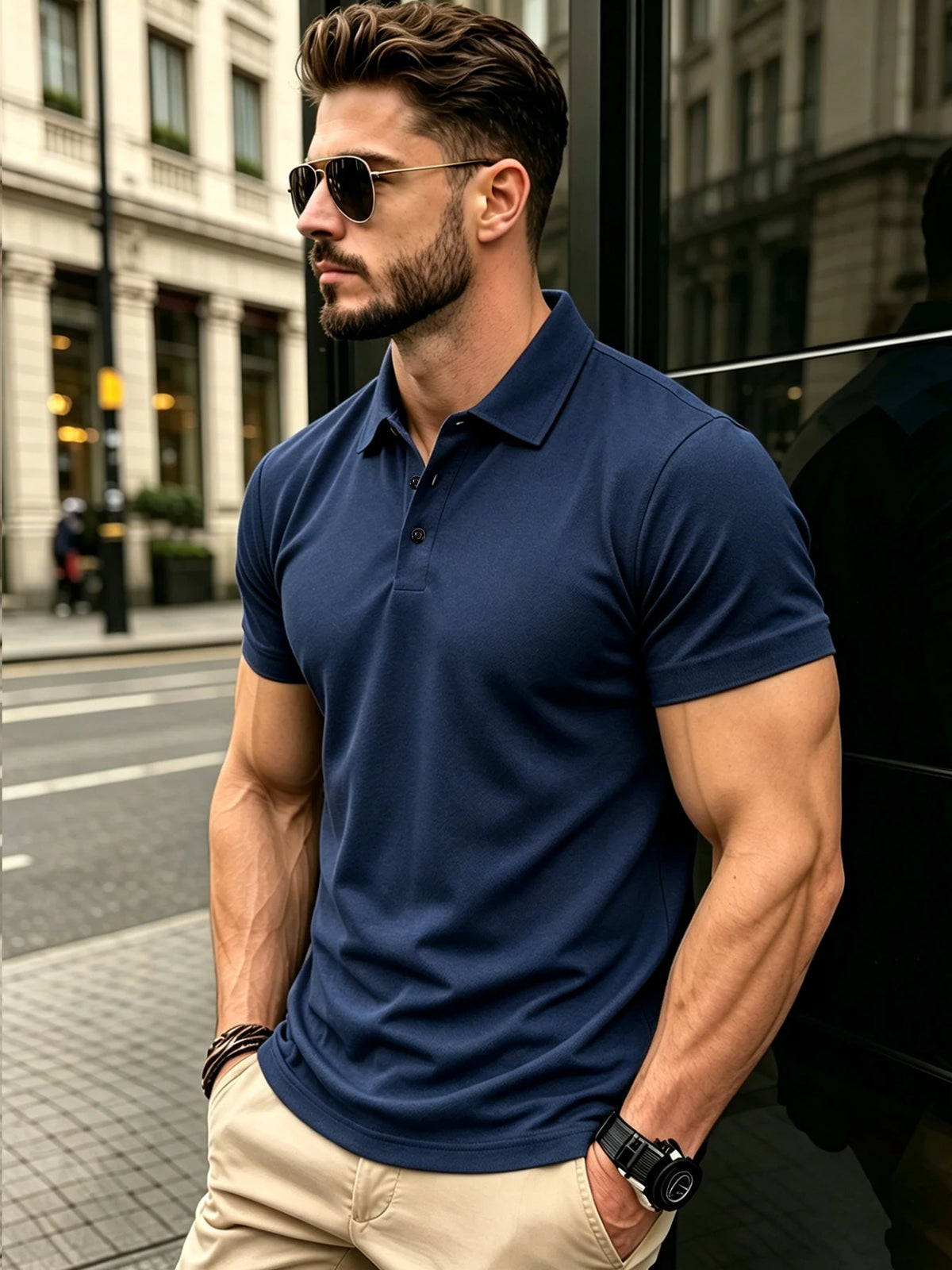 Men Classic Solid Polo Shirt Lapel Neck Short Sleeve Slim Fit Breathable Tee Smart Casual Office Daily Male Shirts
