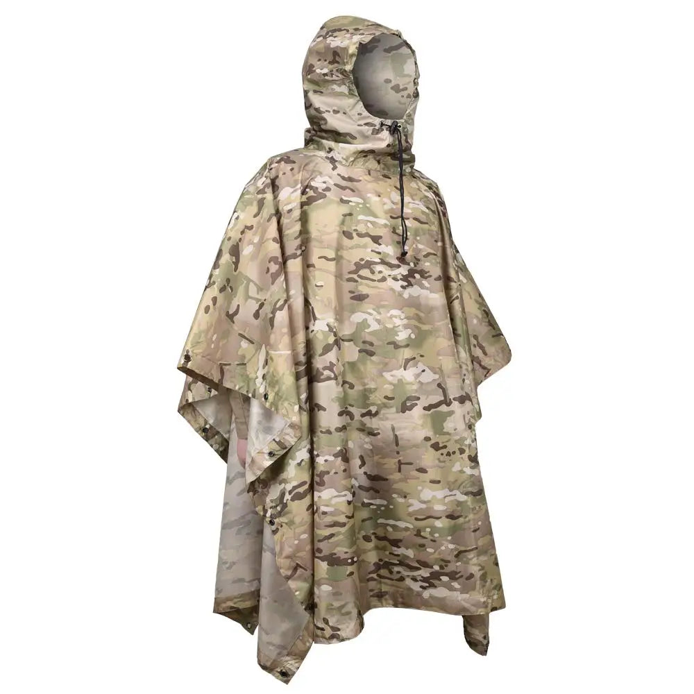 Tactical Camo Raincoat – Packable Waterproof Poncho