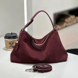 Russian Women's Genuine Suede Cowhide Leather Shoulder Bag Retro Frosted Cow Large Capacity Versatile Commuting Luxury Designer