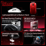 Delux M800mini Wireless Gaming Mouse, 46g Lightweight,PAW3311,1KHz Polling Rate Recharge Mice for Small to Medium Hand PC Gamer