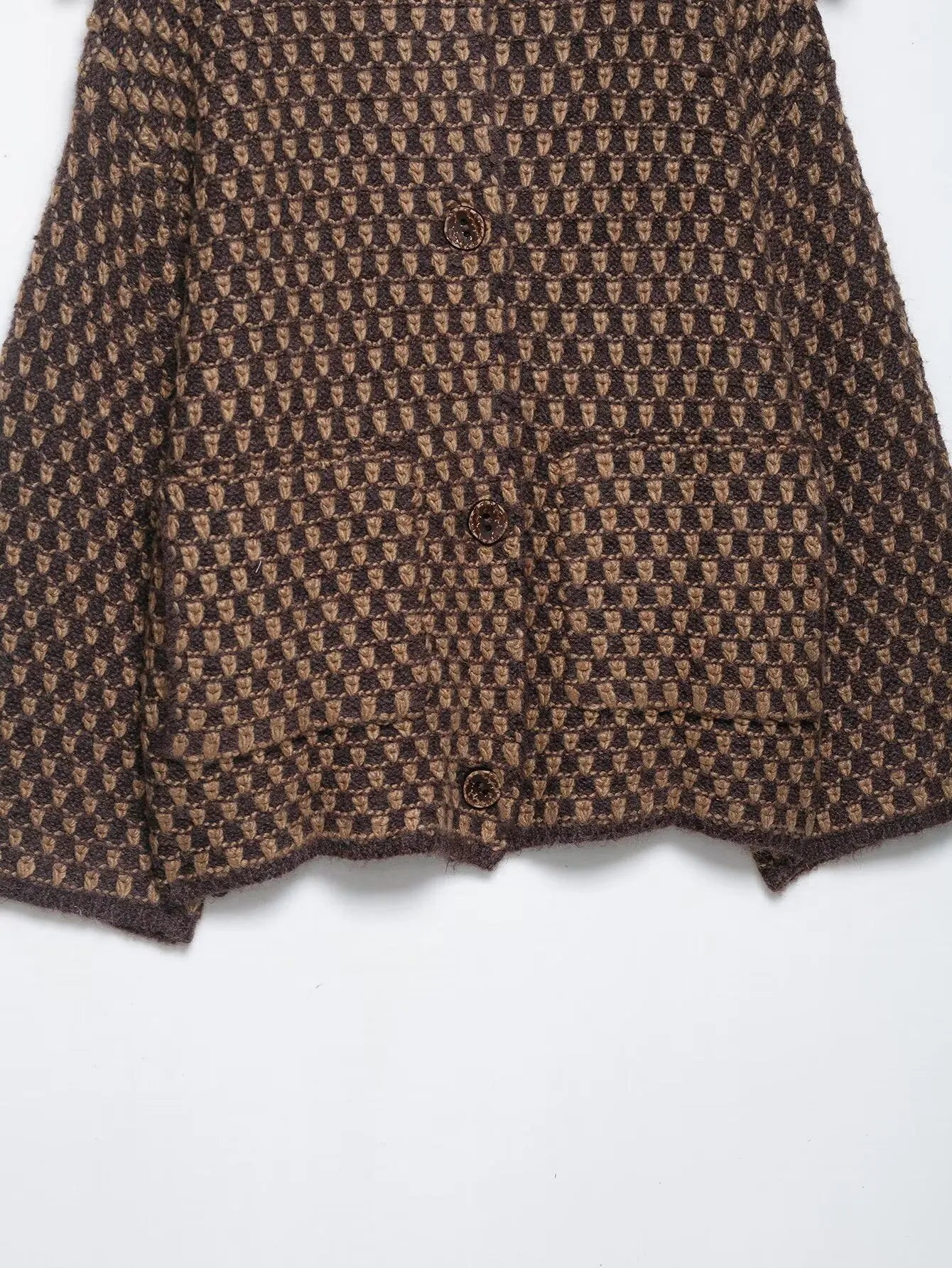 Autumn Brown Knit Cardigan - Elegant USA-Made Loose Sweater Coat