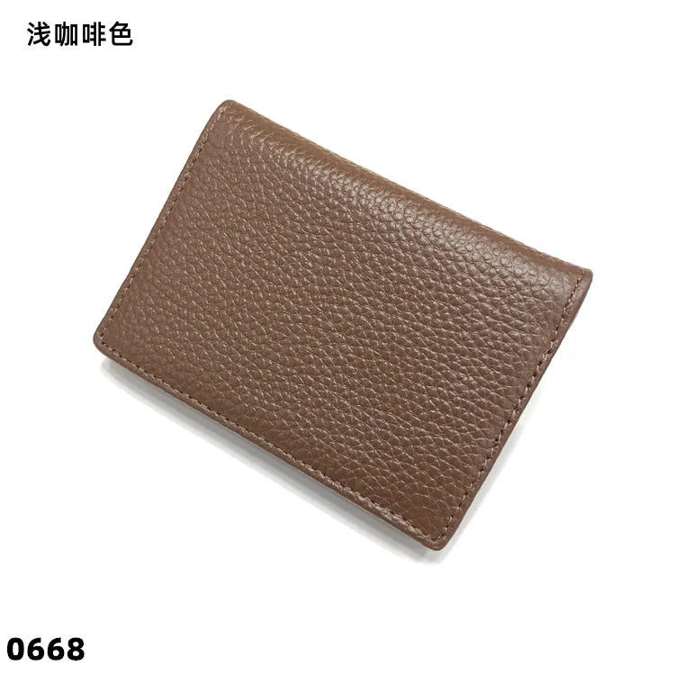 Dropshipping Custom Name Genuine Leather Men Women Business Card Holder Bifold Credit Card Case With ID Window