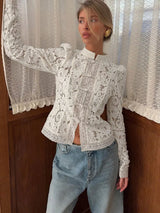 Summer Elegant Lace Hollow Out Party Blouse