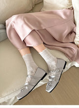 Butterfly Knot Ballet Flats – Elegant Square Toe Women's Flat Shoes