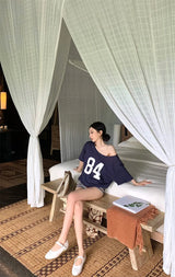 Vintage Print One-Shoulder Tee
