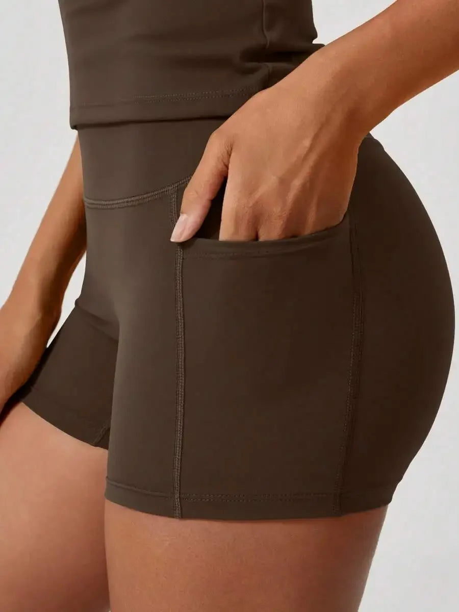 Women's Sculpting Sports Short Sleeve & High-Waist Shorts Set