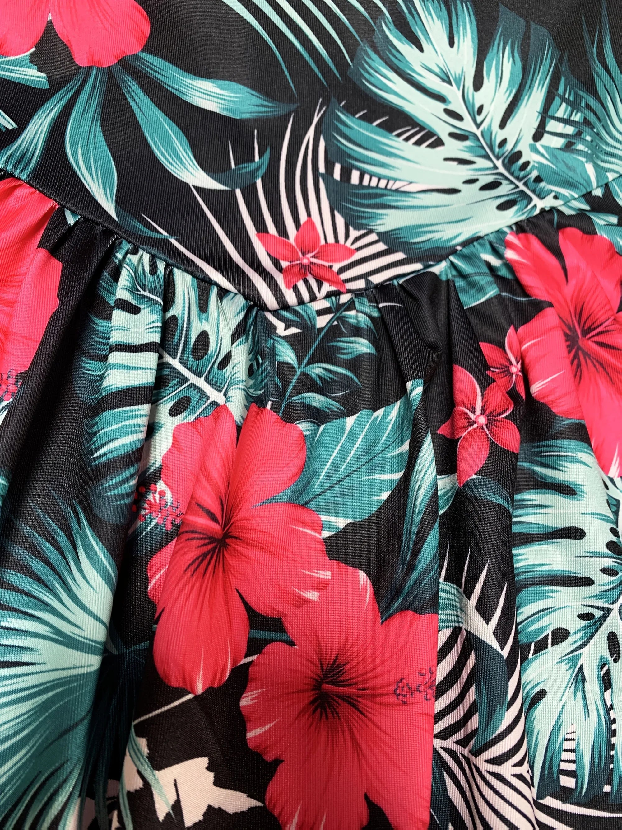 Tropical Print V-Neck Summer Maxi Dress