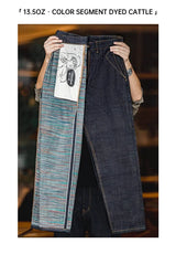 Maden Vintage 13.5OZ Selvedge Raw Denim Jeans Cotton Straight Denim Pants Men's Heavyweight Blue Zip Fly with Pockets Trousers
