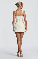 Elegant Backless Ruched Mini Dress | Chic Square Collar Club & Party Wear