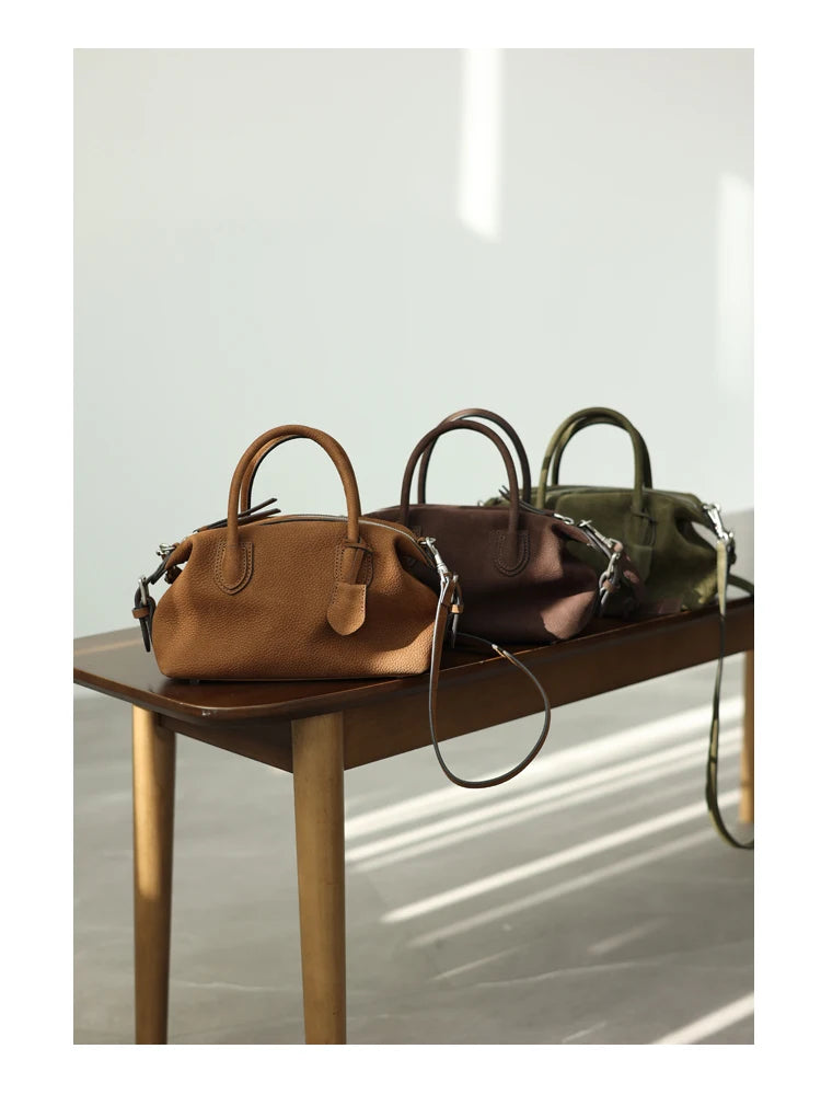 Women Genuine Leather Luxury Crossbody Bags With Adjustable And Detachable Shoudler Strap Elegant Soft Handbag