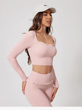 Premium Women’s 2-Piece Yoga & Gym Set – Long Sleeve Quick-Dry Sportswear