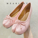 Women's Split-Toe Bow Loafers | Elegant Flat Pumps