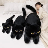 Black Cat Plush Pillow Soft Stuffed Lying Cat Cushion Cute Sleeping Cat Design Lovely Birthday Gift Idea for Cat Lovers