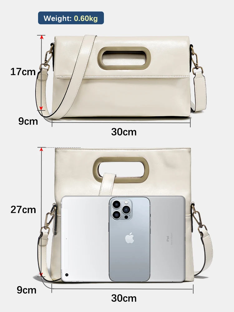 Zency Vintage Genuine Leather Handbag for Women Large Capacity Brown Crossbody Designer Shoulder Bag 2026 Summer Beige Sac Bolsa