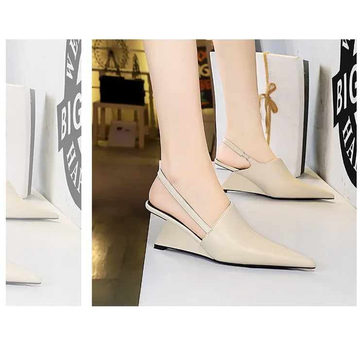 Designer Wedge Heel Sandals – Pointed Toe Women's Pumps