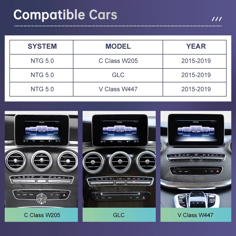 Mercedes Benz W205 GLC CarPlay & Android Auto Screen