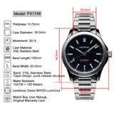 PX1746 New Mens Mechanical Watches Aventurine Dial 100M Waterproof Clock Sapphire Glass Automatic Men Watch Relogio Masculino