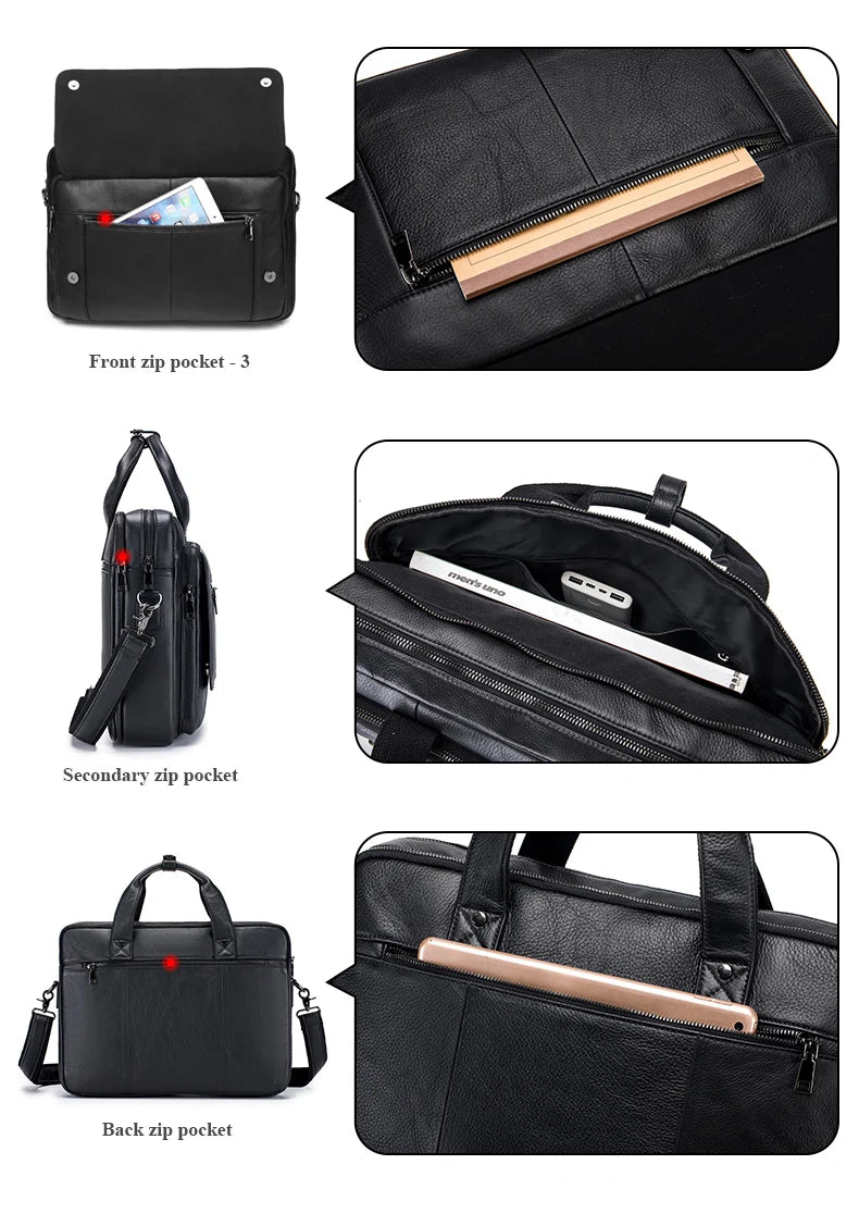 SCHLATUM Genuine Leather Briefcases Hard For Men 16 Inch Office Bussiness Computer Bag Luxury Vintage Handbags