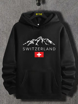 Men's Mountain Print Fleece Hoodie